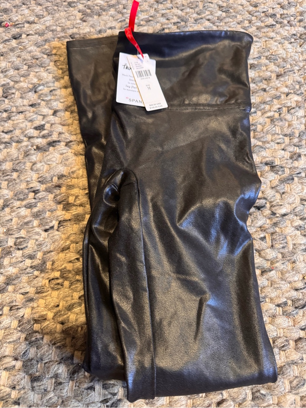 SPANX Black Faux Leather Top with Tags